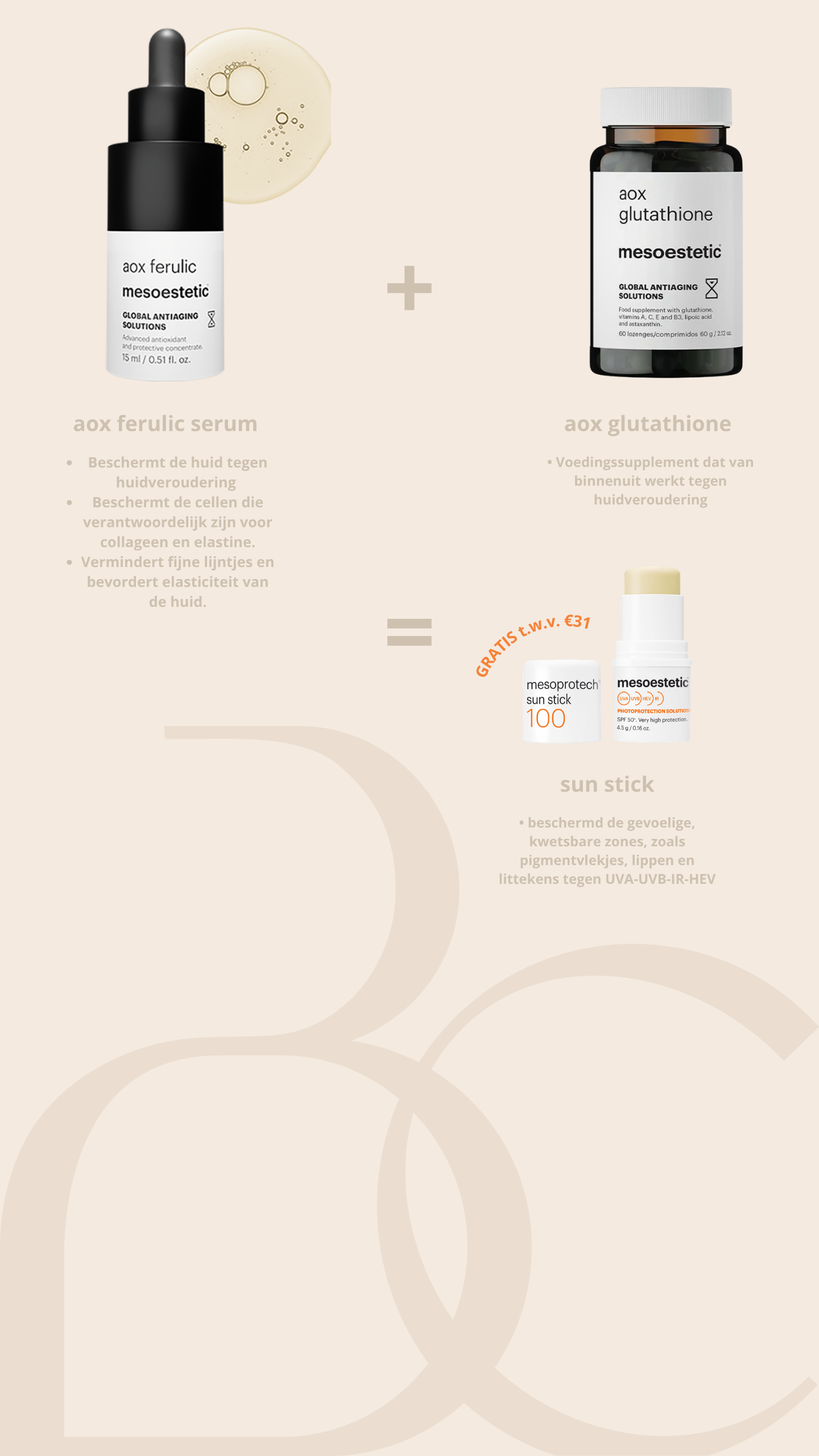 PROMO aox ferulic + glutathione = GRATIS sun stick